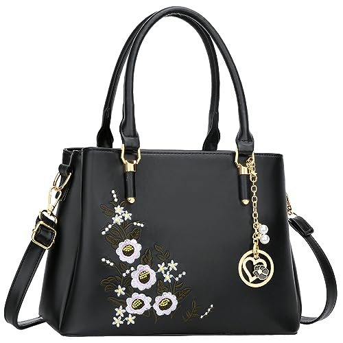 Women Satchel Bags Handle Shoulder Handbags and Purses Pockets Zipper Leather Crossbody Bags